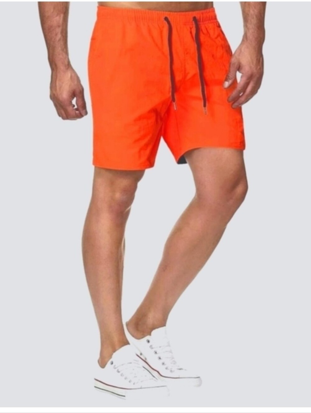 Page One Men's Drawstring Shorts in Neon Orange Size L
